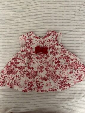 Janie and Jack White and Red Floral Bow Party Dress